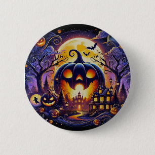 Unique Glowing Pumpkin Button – Halloween Style