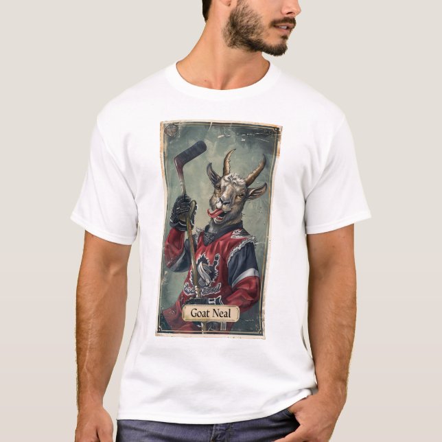 Unique Goat Hockey Player Upper Deck Trading Card  T-Shirt (Front)