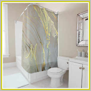 Unique Gold Abstract Custom Monogram Shower Curtain