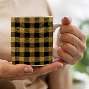 Unique Gold and black Buffalo plaid Decorative Coffee Mug
