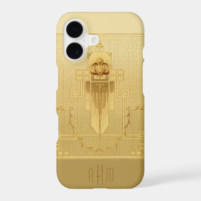 Unique Gold Art Deco Monogram Iphone Case (Back)