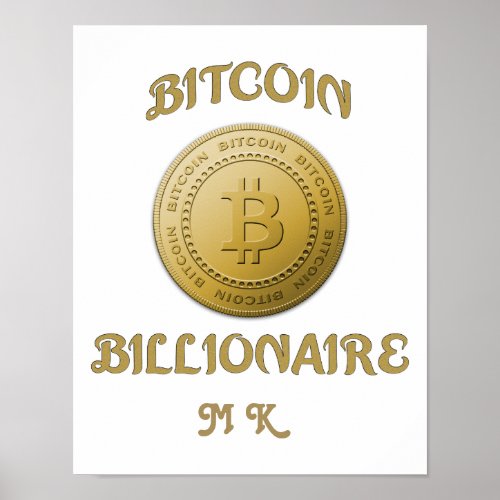 Unique Gold Bitcoin Logo Symbol Cryptocurrency Poster