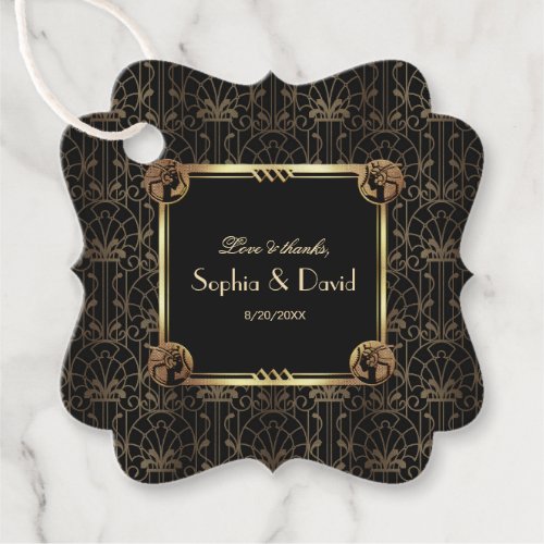 Unique Gold Black Great Gatsby Art Deco Wedding Favor Tags