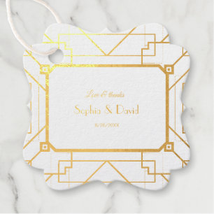 Unique Gold Black Great Gatsby Art Deco Wedding Foil Favor Tags