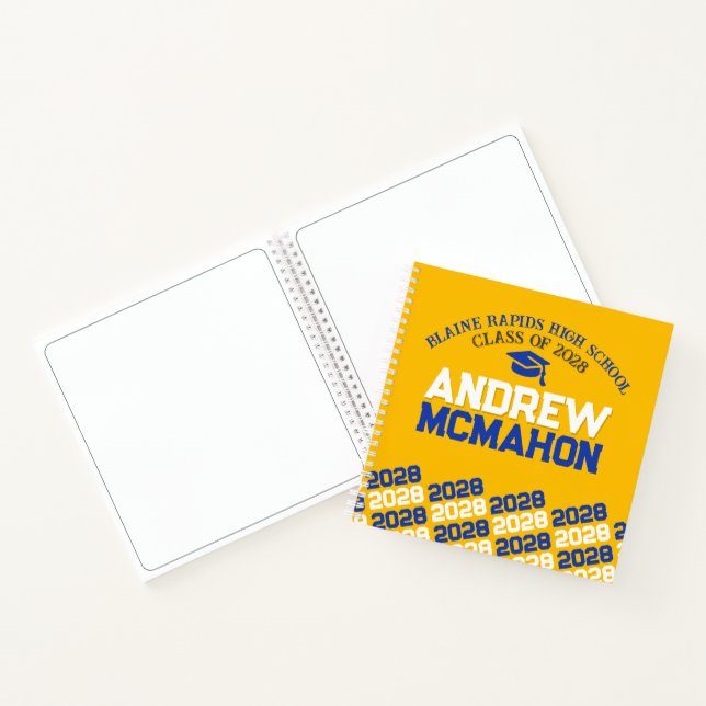 Unique Gold & Blue Graduation Guestbook Notebook (Inside)