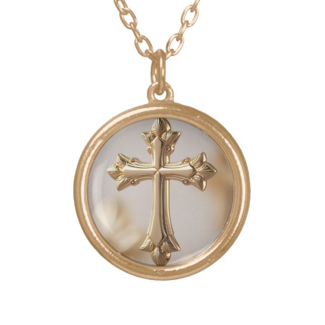 Unique Gold Cross Plated Necklace (Front)