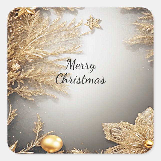 Unique Gold Decorative Christmas Sticker (Front)