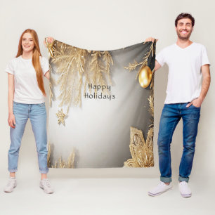 Unique Gold Decorative Holiday Fleece Blanket