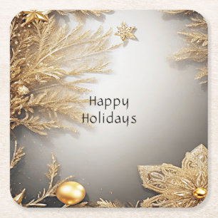 Unique Gold Decorative Holiday Paper Coaster