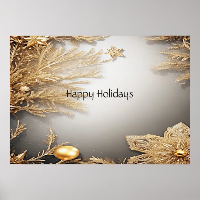 Unique Gold Decorative Holiday Poster (Front)