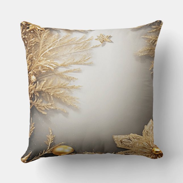 Unique Gold Decorative Holiday Throw Pillow (Back)