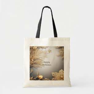Unique Gold Decorative Holiday Tote Bag