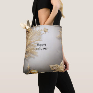 Unique Gold Decorative Holiday Tote Bag