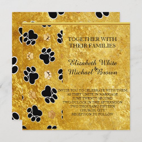 Unique gold foil dag paw delight fun invitation