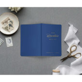 Unique Gold Foil Navy Blue Wedding Vow Book Set (Open View)