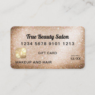 Unique Gold Glitter Credit Card Gift Certificate