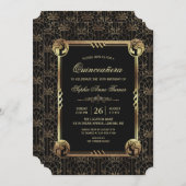 Unique Gold Great Gatsby Art Deco Quinceañera Invitation (Front/Back)