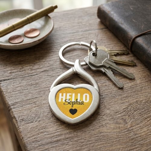 Unique Gold Heart Gift Idea | Personalized Name Keychain