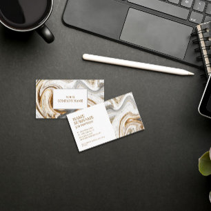 Unique Gold Lettering Gold Agate Abstract Business Card