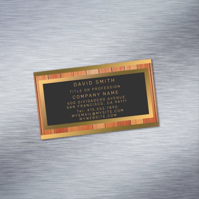 Unique Gold Luxury Wood Business Card Magnet (In Situ)