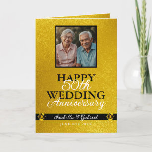Unique Gold Parente Photo 50th Anniversary Card