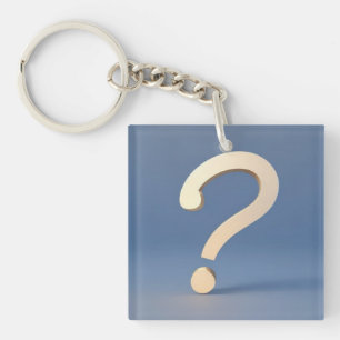 Unique Gold Question Mark with a Blue Background Keychain