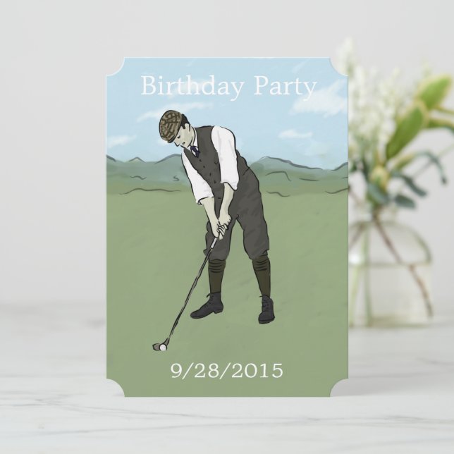 Unique Golf Art Birthday Party invitations (Standing Front)