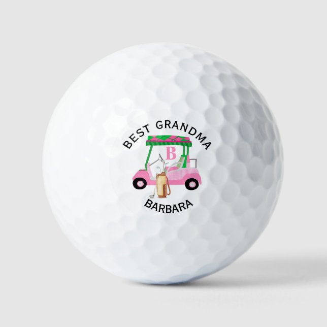 Unique Golf Cart Best Grandma Monogram Name   Balls (Front)