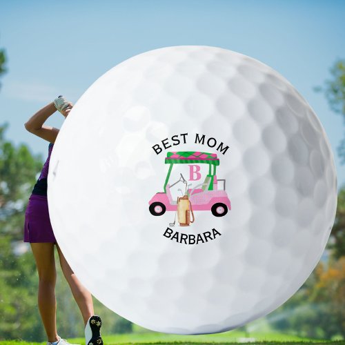 Unique Golf Cart Best Mom Monogram Name   Golf Balls