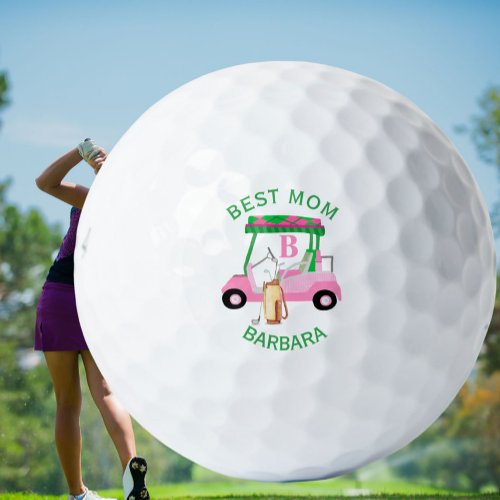 Unique Golf Cart Best Mom Monogram Name  Golf Balls