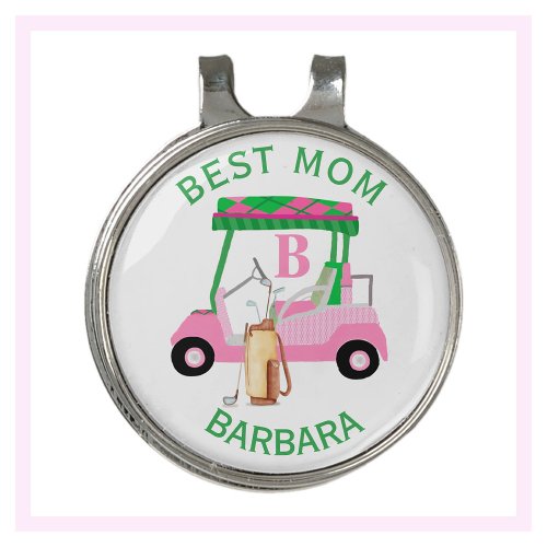 Unique Golf Cart Best Mom Monogram Name   Golf Hat Clip