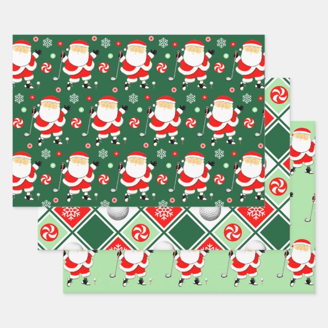 Unique Golf Christmas Holiday Wrapping Paper Sheets (Set)