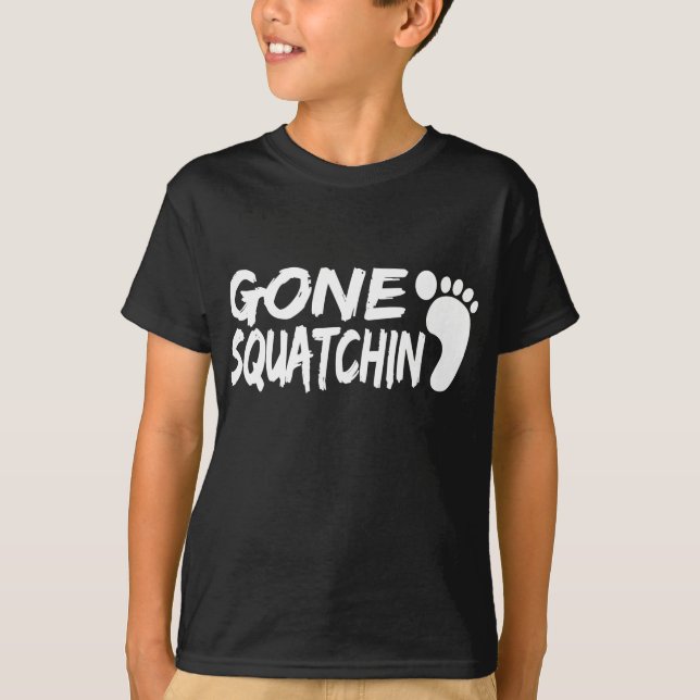 Unique GONE SQUATCHIN logo with FOOTPRINT T-Shirt (Front)