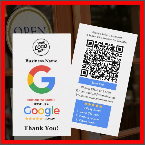 Unique Google Review Card with Logo and QR code