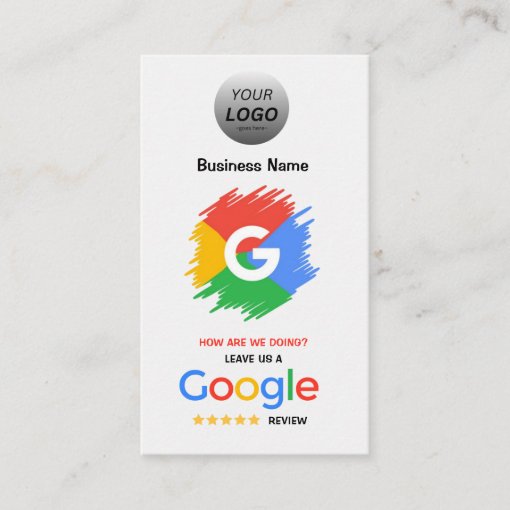 Unique Google Review Card with Logo and QR code Zazzle