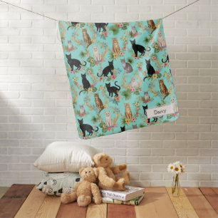 Unique Gorgeous Cats Personalized with name Baby Blanket