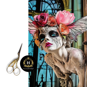 Unique Gothic Gargoyle Vintage Floral Decoupage Tissue Paper