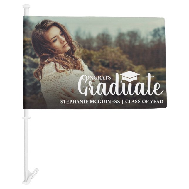 Unique Graduate Photo Congratulations Graduation Car Flag (Front)