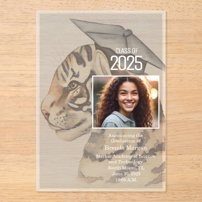 Unique Graduation Announcement Acrylic Invitation (Front)