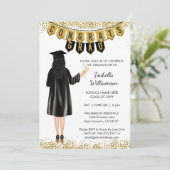 Unique Graduation Invitation Black Hair (Standing Front)