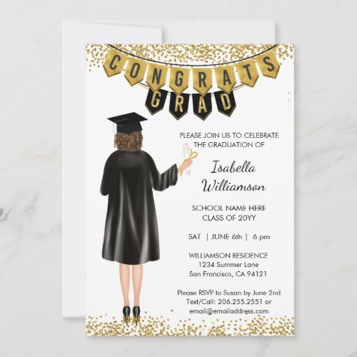 Unique Graduation Invitation Brown Hair