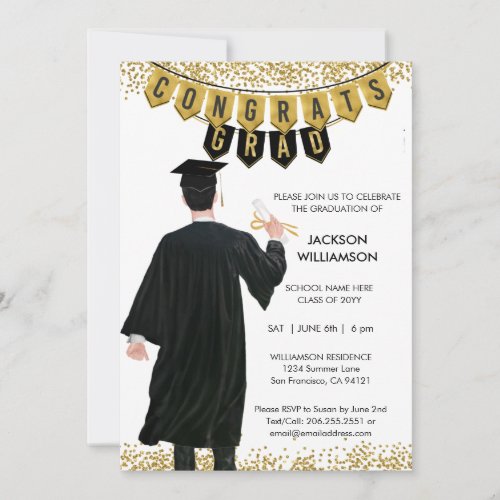  Unique Graduation Invitation Male Black Hair