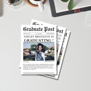 Unique Graduation Newspaper High School photo Invitation