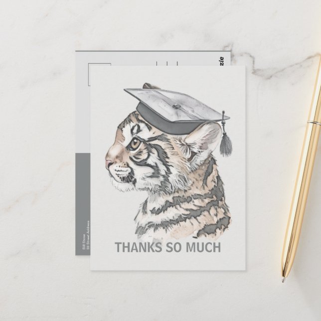 Unique Graduation Thank You Postcard (Front/Back In Situ)