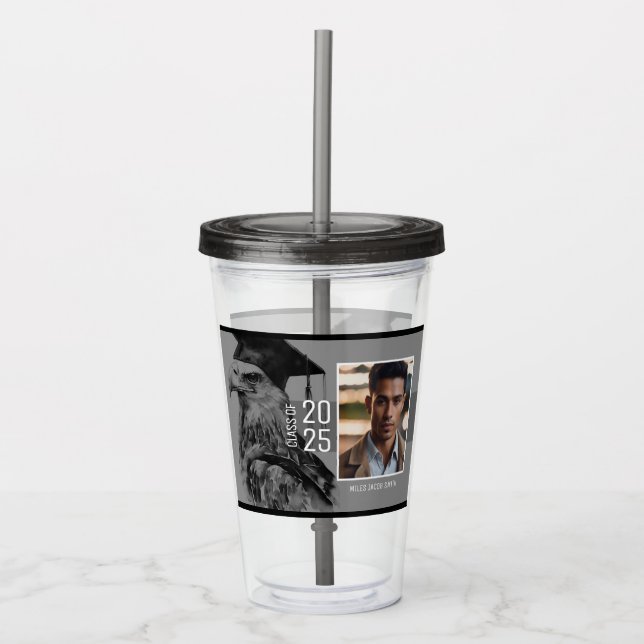 Unique Graduation Two Photo Drinkware Acrylic Tumbler (Front)