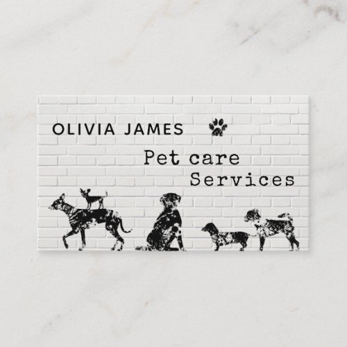 Unique graffiti art style white dog pet care business card