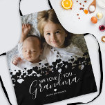 Unique Grandma Photo Apron<br><div class="desc">Their is no better cook than grandma! Looking for a special gift for your grandmother, then this personalized apron is perfect featuring a precious family photo of the children, a modern cute heart border design, the saying "we love you grandma", and the grandchildrens names.</div>