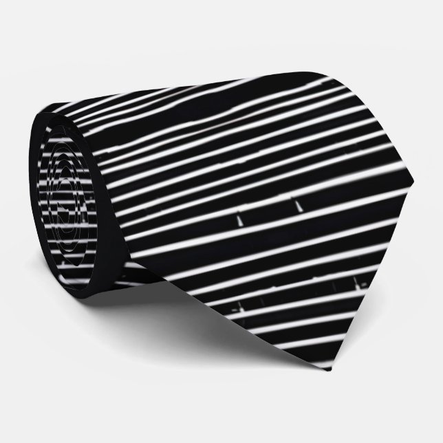 Unique Graphic Black and White Starry Lines  Neck Tie (Rolled)