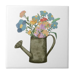Unique graphic of gardening Cute floral keepsake Ceramic Tile