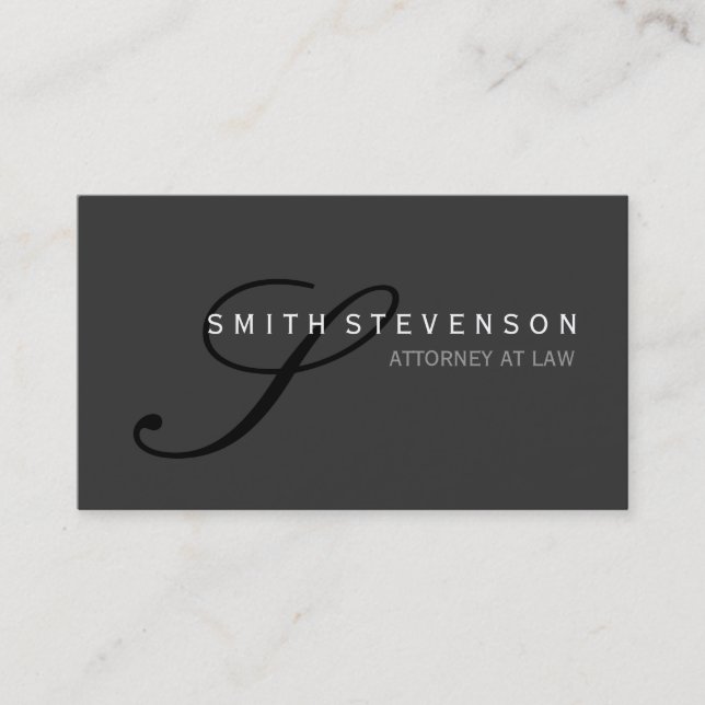 Unique Gray Black Monogram Standard Business Card (Front)